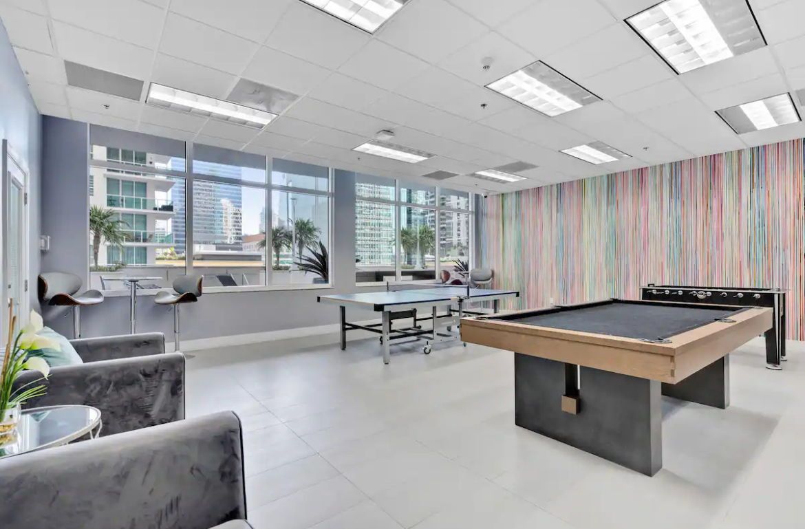 Resident game room with pool table and ping pong